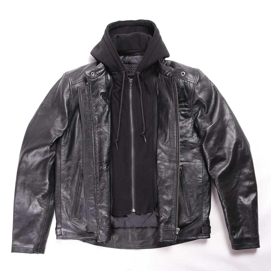 本革ジャケット 羊革 レザーフーディージャケット 24wj-5 ブラック ブラウン キャメル DEGNER デグナー バイク ツーリング 贈り物 ギフト プレゼント M L XL | DEGNER | 03