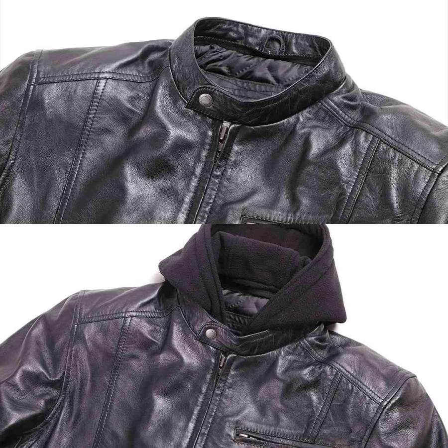 本革ジャケット 羊革 レザーフーディージャケット 24wj-5 ブラック ブラウン キャメル DEGNER デグナー バイク ツーリング 贈り物 ギフト プレゼント M L XL | DEGNER | 04