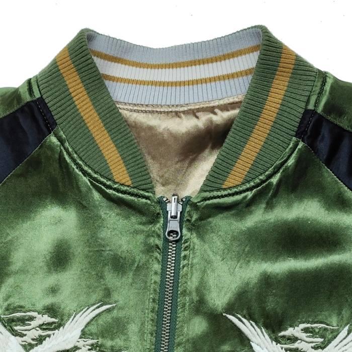 ZIPANG LUXE】ALL振り刺繍オーバーダイ加工リバーシブルスカジャン「鷹