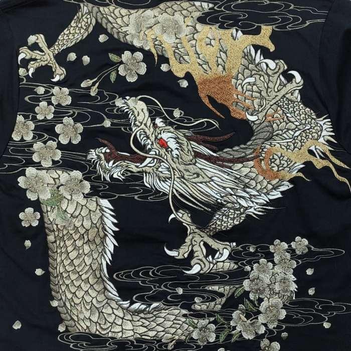 絡繰魂 長袖Tシャツ 桜龍 刺繍 龍神 背中一面 迫力満点 254020