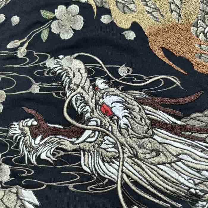 絡繰魂 長袖Tシャツ 桜龍 刺繍 龍神 背中一面 迫力満点 254020