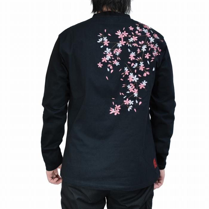 絡繰魂 長袖Tシャツ 桜吹雪 シンプル 総刺繍 2026年 春物 261041