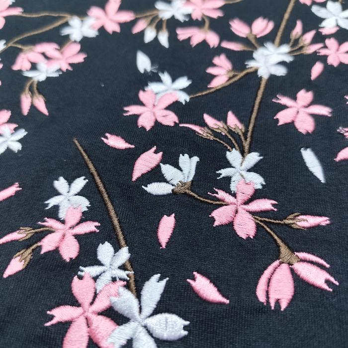 絡繰魂 長袖Tシャツ 桜吹雪 シンプル 総刺繍 2026年 春物 261041