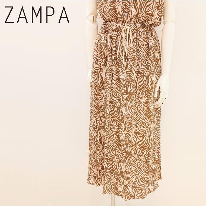 ZAMPA ゼブラ柄フレアスカート 33-0073 zampa 洗える 裏地付き 