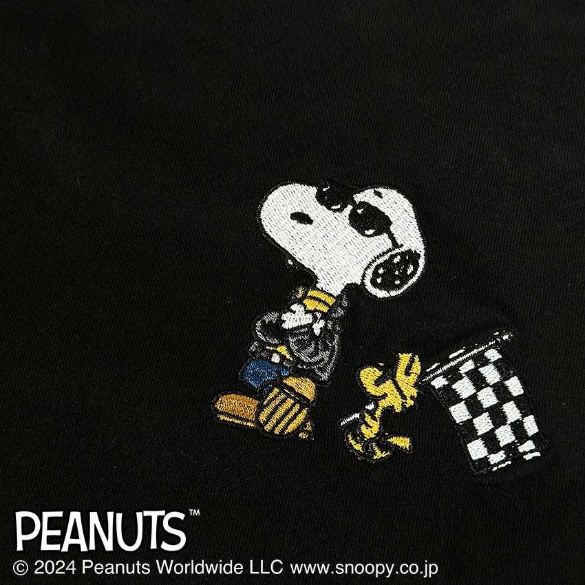 半袖Tシャツ モーターサイクル Tシャツ Motorcycle Tee 442062 フラッグスタッフ FlagStaff スヌーピー SNOOPY バイカーにもおすすめ ブラック 刺繍｜plustokageya｜05