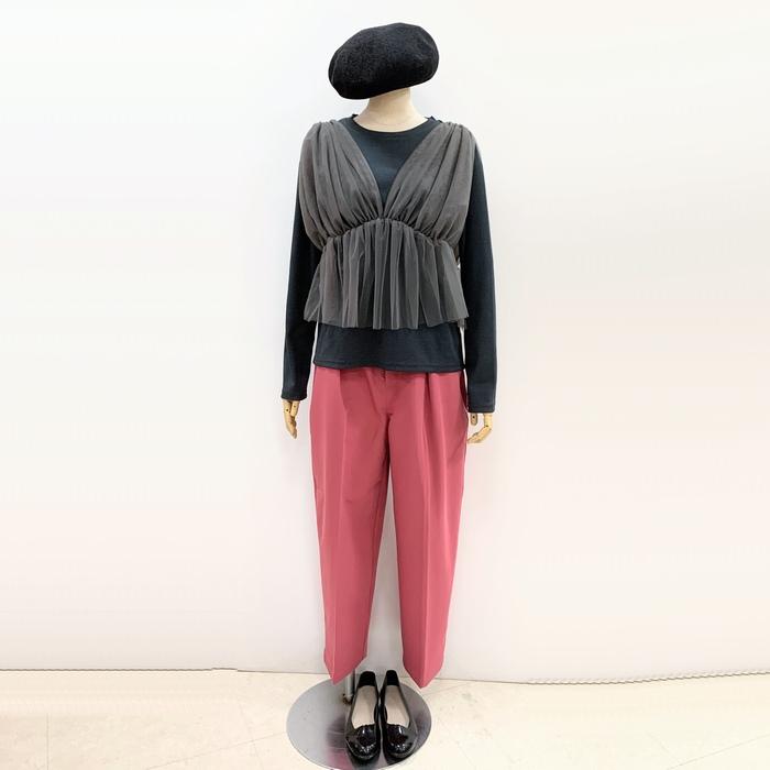 ZAMPA（ザンパ） チュールビスチェ ドッキングTOPS 長袖リブカットソー 