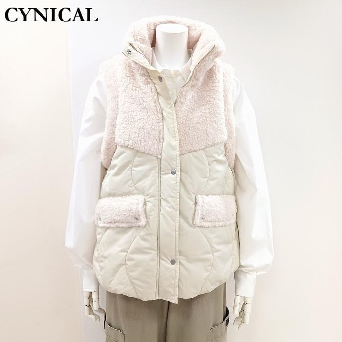 Cynical（シニカル） ボア切替 中綿スタンドカラーベスト 452-94026