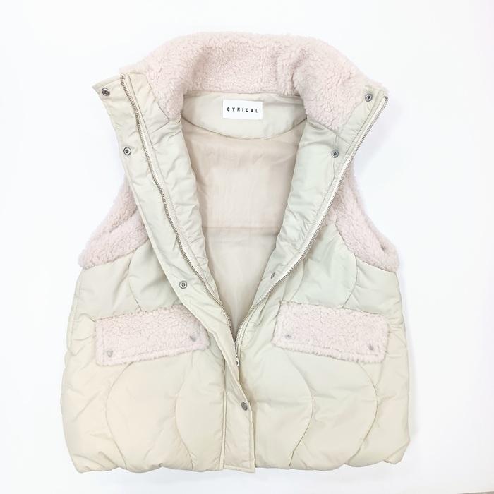 Cynical（シニカル） ボア切替 中綿スタンドカラーベスト 452-94026