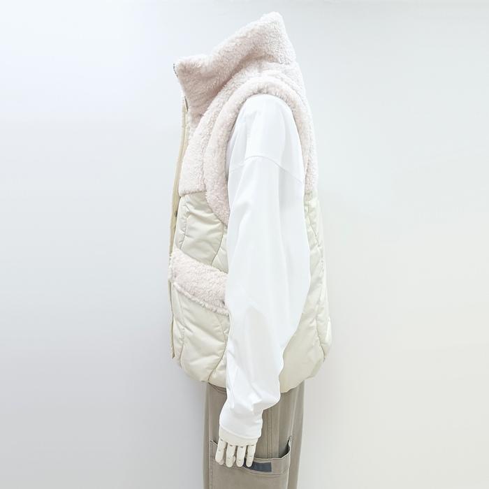 Cynical（シニカル） ボア切替 中綿スタンドカラーベスト 452-94026