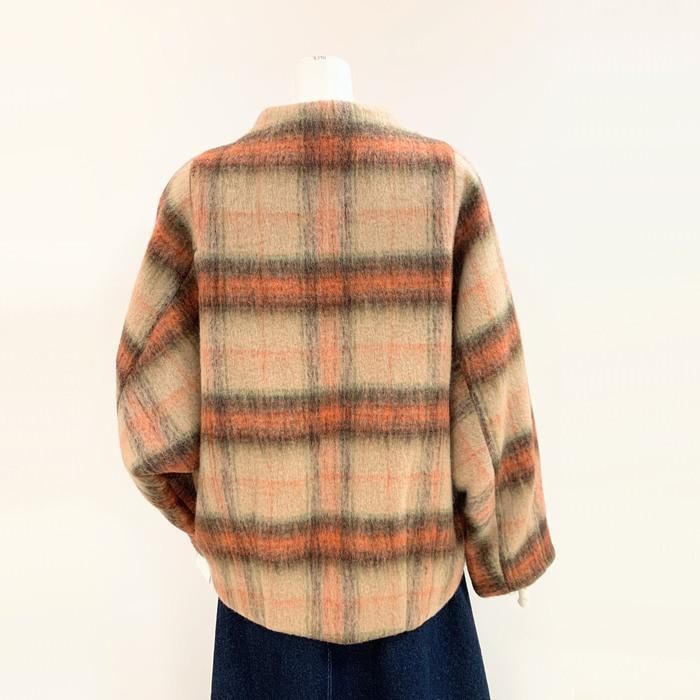 Cynical（シニカル） シャギーチェックショートコート 日本製生地 552