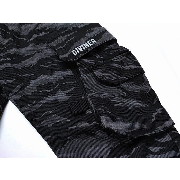 カーゴパンツ タイガーカモ ジョガーパンツ 裾リブ 67436 DIVINER ディバイナー K-1 Tiger Camo Cargo jogger Pants ポケット多め ラクチンウエスト｜plustokageya｜06