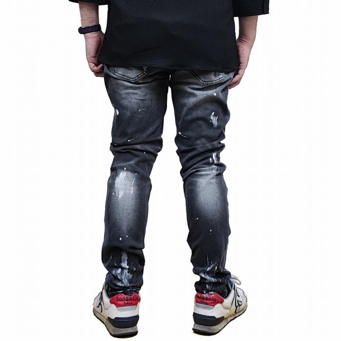 SOMEDIFF ダメージ ペンキ加工 テーパード デニム パンツ SOMEDIFF ダメージ ペンキ加工 テーパード デニム パンツ