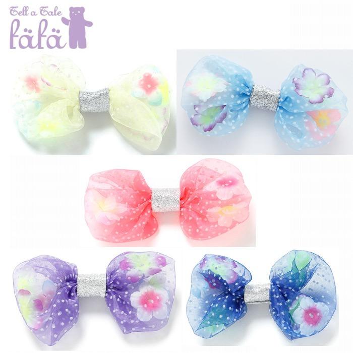 fafa（フェフェ） ふわふわクリップ チュール リボン お花入り 7255 