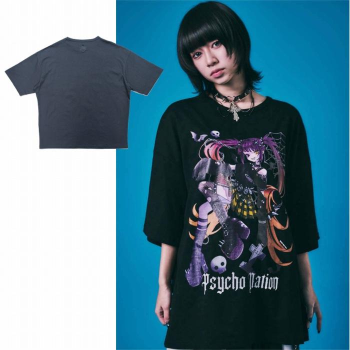 寝田ルネ コラボ パンク 小悪魔 半袖Tシャツ ワイドシルェット 726600
