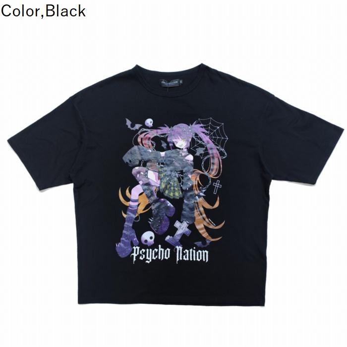 寝田ルネ コラボ パンク 小悪魔 半袖Tシャツ ワイドシルェット 726600