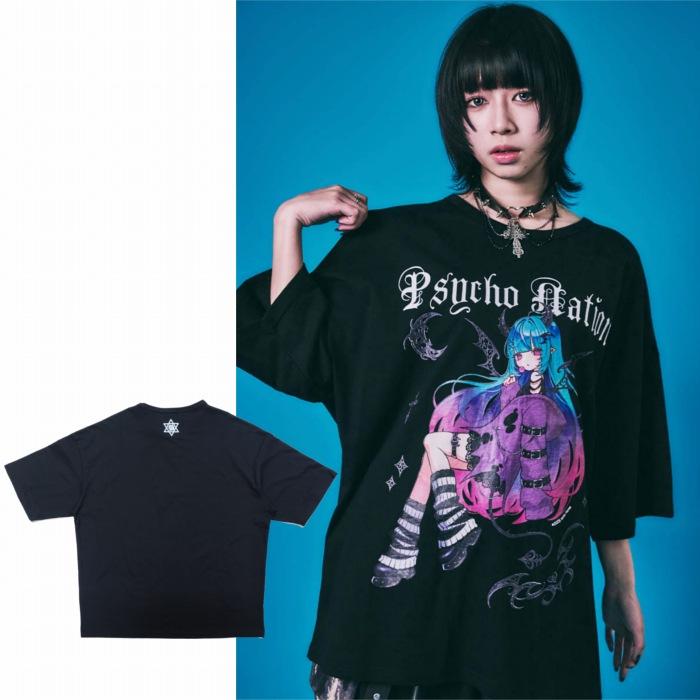 寝田ルネ コラボ デビル 小悪魔 半袖Tシャツ ワイドシルェット 726601