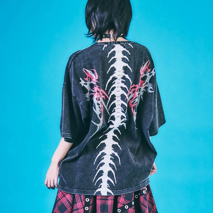 半袖Tシャツ トライバルボーン 背骨 刺繍 ブラック 726804 PSYCHO
