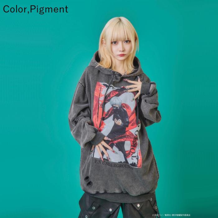 金木研 ダメージ パーカー プルパーカー 735520 UNDERGROUND