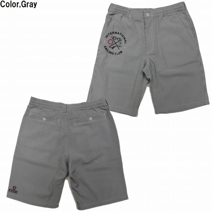 パンツ コードレーン生地 ストライプ 刺繍 マリンスタイル ショート