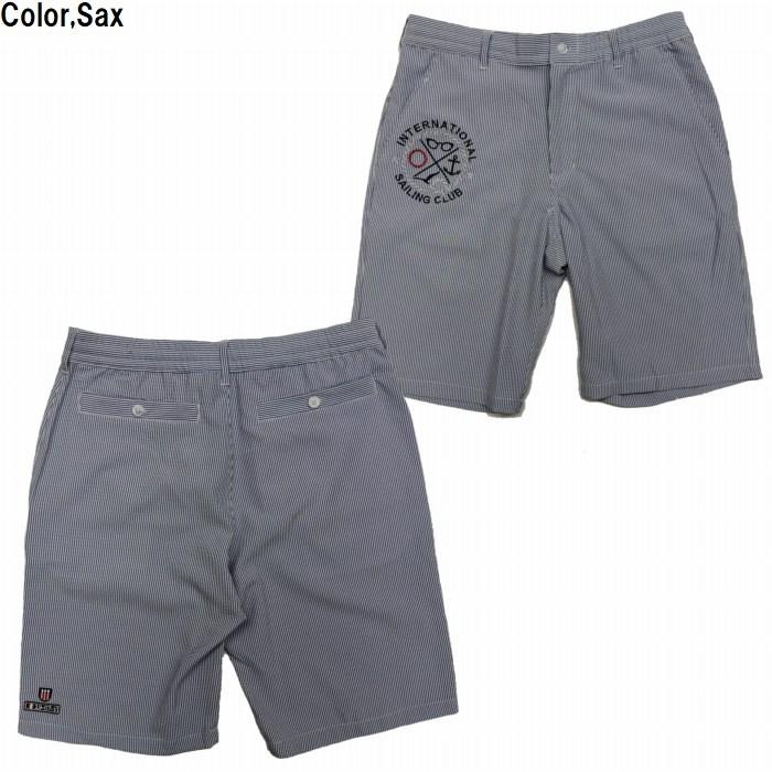 パンツ コードレーン生地 ストライプ 刺繍 マリンスタイル ショート