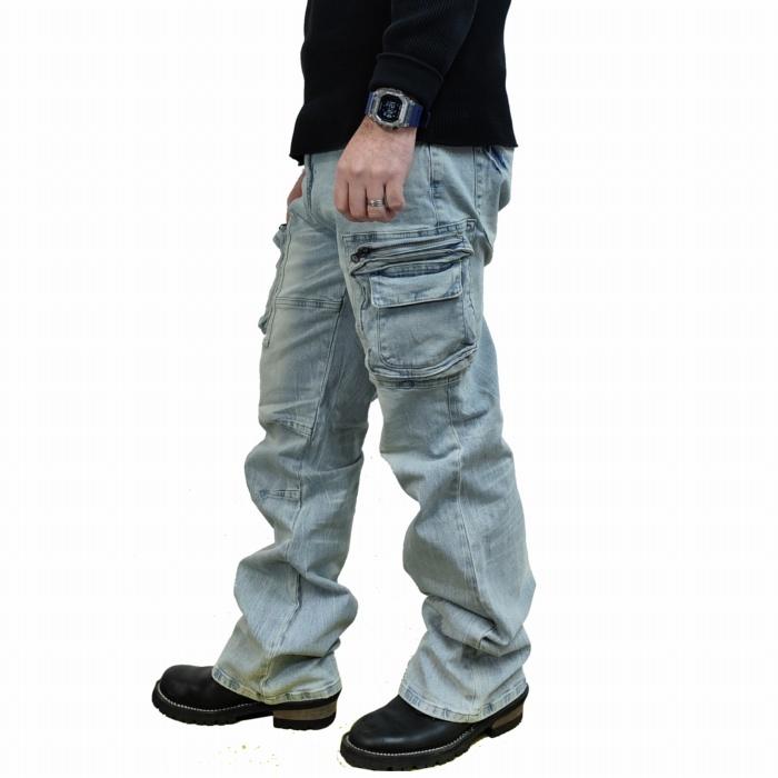 バギースタイル カーゴパンツ ユーズド加工 ストレッチ 953443 kloud9