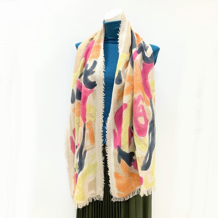 アート柄ストール b160919-014 artipur ショール 綿毛 贈り物に