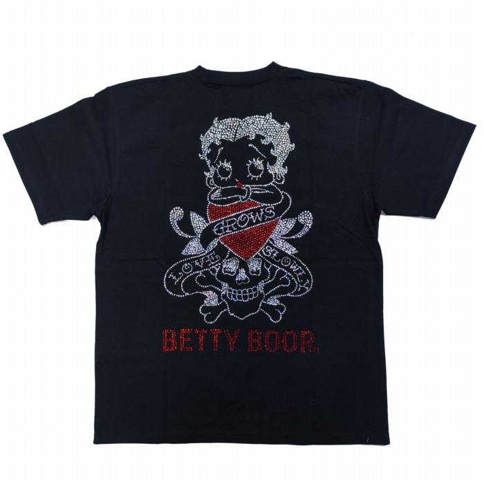 BETTY BOOP（ベティ ブープ） 半袖Tシャツ スカル ハート ライン