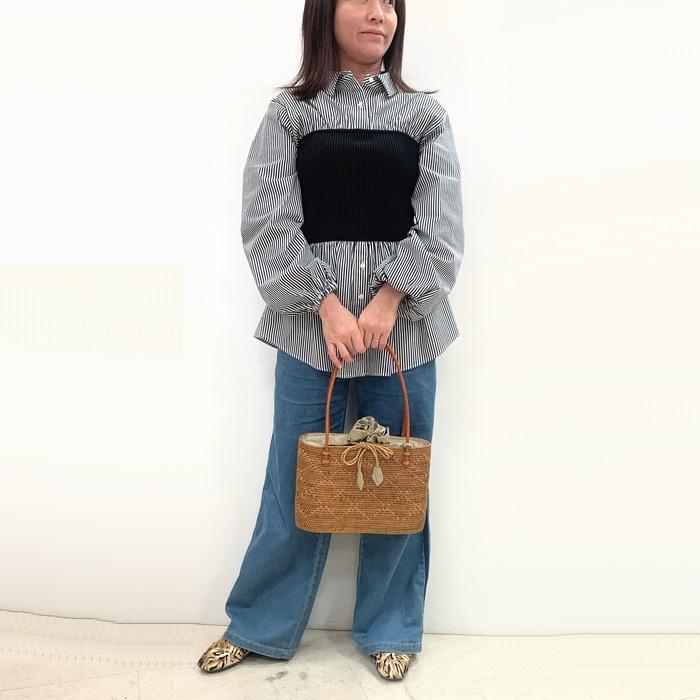 カゴバッグ budb3 orca オルカ あた 天然素材 本革 巾着付