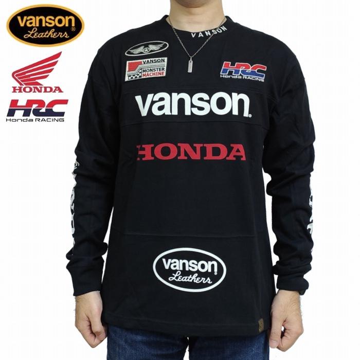 VANSON（バンソン） 長袖Tシャツ HRC スターロゴ 切替多数のロゴ