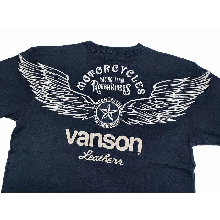 長袖Tシャツ スターロゴ ウィング ロゴプリント nvlt-2312 VANSON アメカジ バイカー ロック ハーレー 縁起の良いデザイン 天使の翼｜plustokageya｜05