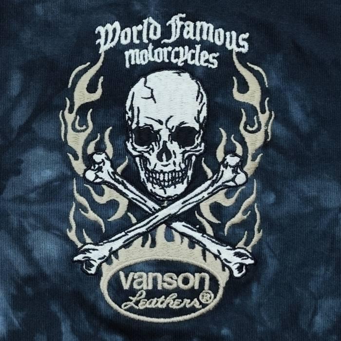 VANSON（バンソン） 長袖Tシャツ クロスボーンスカル ファイアー刺繍 