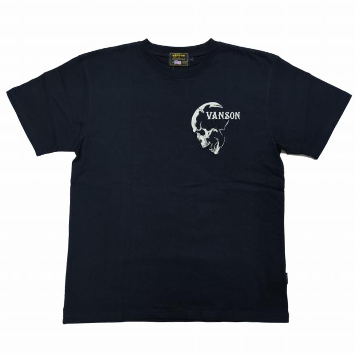 VANSON（バンソン） 半袖Tシャツ スカル 横顔 ドクロフェイス nvst