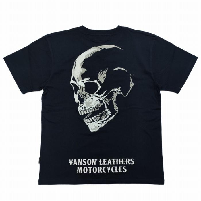 VANSON（バンソン） 半袖Tシャツ スカル 横顔 ドクロフェイス nvst