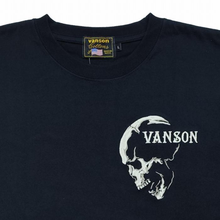 VANSON（バンソン） 半袖Tシャツ スカル 横顔 ドクロフェイス nvst