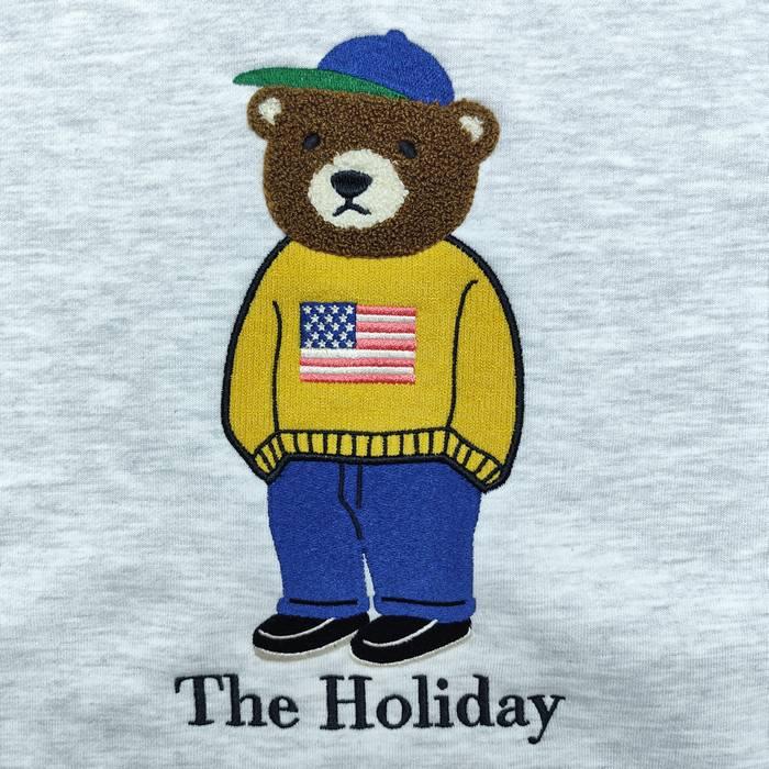 Quash（クアッシュ） 丸首トレーナー クマ 刺繍 スウェット 別素材の