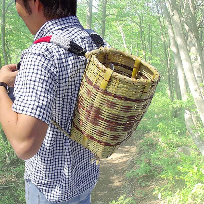 竹製 背負い籠 丸小 直径24cm×高さ33cm 収穫かご 竹籠 渋Y H |  | 01