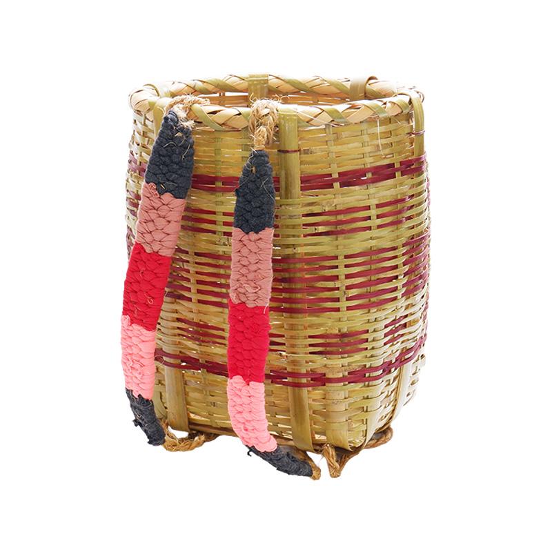 竹製 背負い籠 丸小 直径24cm×高さ33cm 収穫かご 竹籠 渋Y H |  | 02