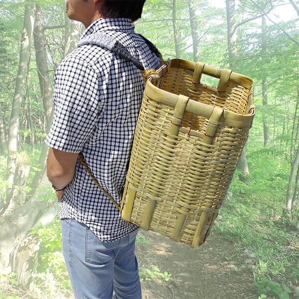竹製 背負い籠 角小 31cm×23cm×高さ38cm 収穫かご 竹籠 渋Y H |  | 01