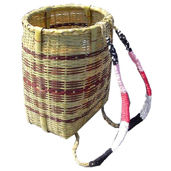 竹製 背負い籠 丸大 楕円 直径28-32cm×高さ45cm 収穫かご 竹籠 渋Y H |  | 01