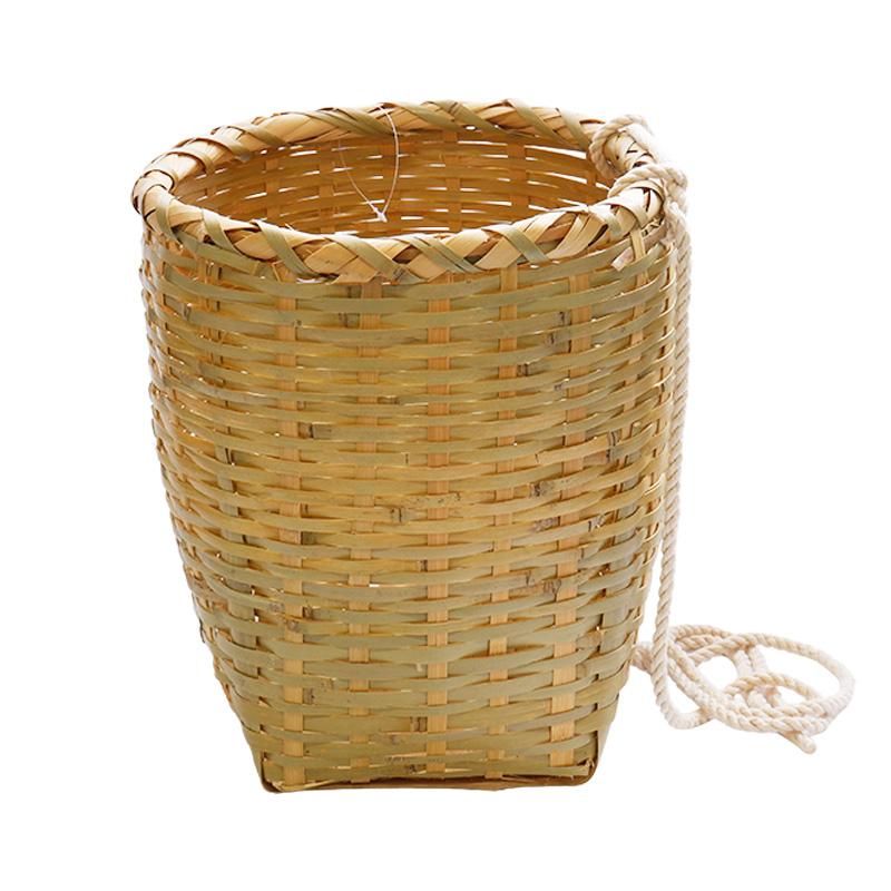 竹製 万能腰籠 紐付き 直径25cm×高さ28cm 収穫かご 竹籠 渋Y H : 農業