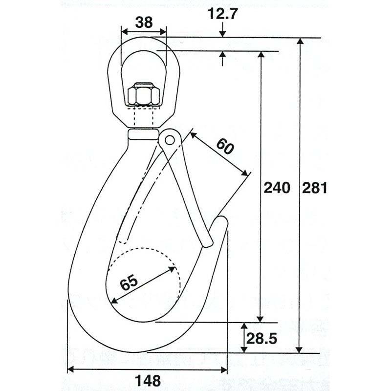 玉掛け 用 スイベル 機能付き ラッチ付 フック YF1.5 使用荷重 1.5トン 自重1.6kg スリーエッチ HHH 代引不可 |  | 01