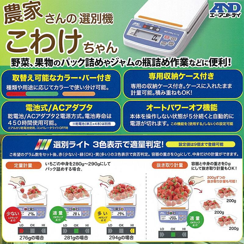 10台 袋詰め 計量機 こわけちゃん 5100gまで HT-5000CL 過量 未量 ランプ で 計量 袋詰め 作業 楽々 エーアンドデイ 代引不可 |  | 01