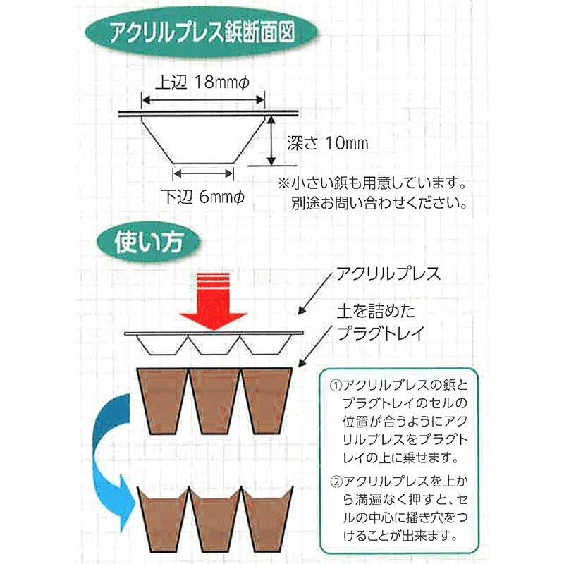 アクリルプレス タキイワンウェイセルトレイ 288穴 専用 培養土を鎮圧・播種穴あけ機 住化アグリテック タS D |  | 01