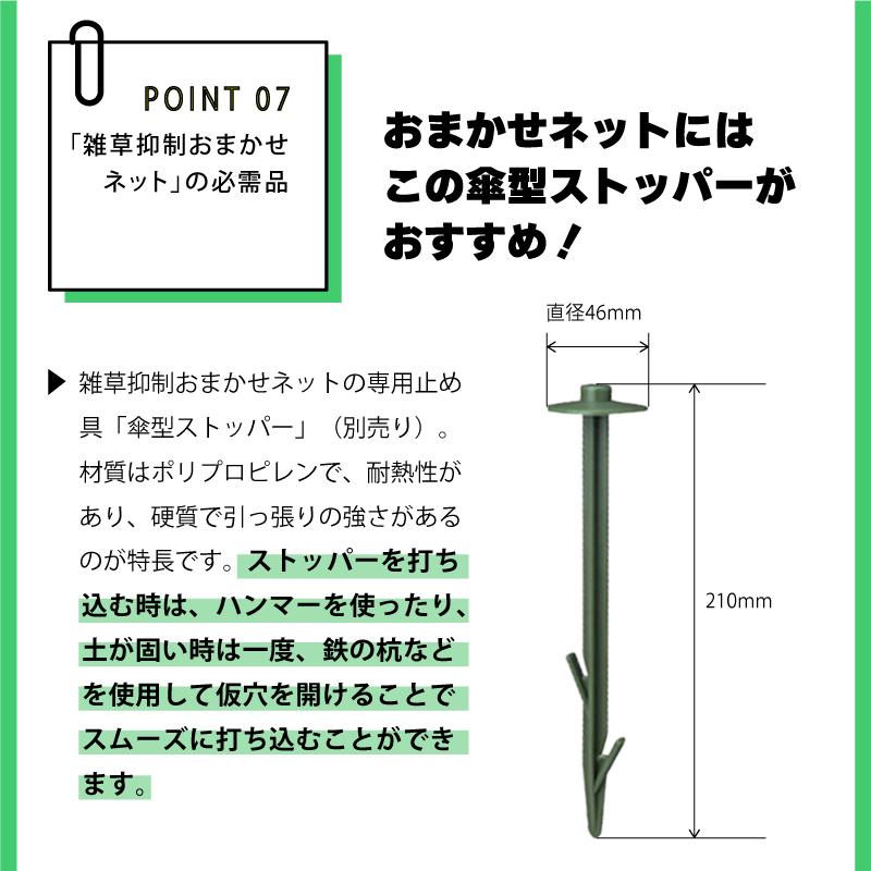 雑草抑制 おまかせネット グリーン 幅1.5m × 50m巻 耐用年数約8年 UV剤入り 防草 防虫 崩壊しにくい 簡単 施工 おまかせねっと 大一工業 北海道不可 代引不可 |  | 12
