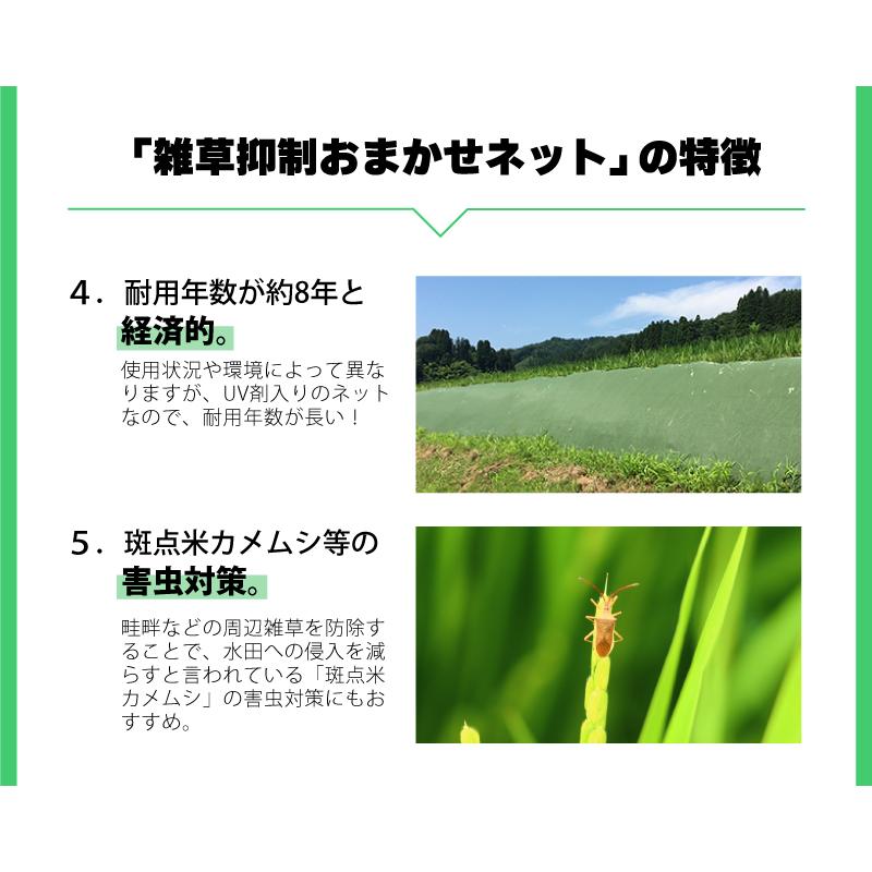 雑草抑制 おまかせネット ブラック 幅2m × 50m巻 耐用年数約8年 UV剤入り 防草 防虫 崩壊しにくい 簡単 施工 おまかせねっと 大一工業 北海道不可 代引不可 |  | 05