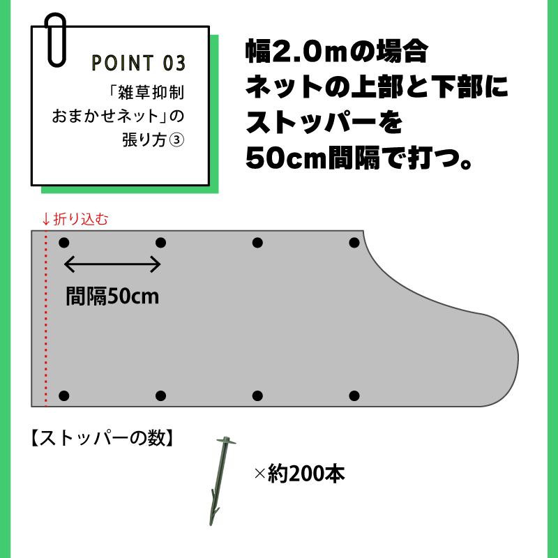 雑草抑制 おまかせネット ブラック 幅2m × 50m巻 耐用年数約8年 UV剤入り 防草 防虫 崩壊しにくい 簡単 施工 おまかせねっと 大一工業 北海道不可 代引不可 |  | 08