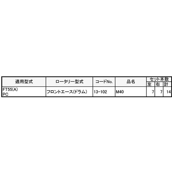 クボタ 管理機 爪 13-102 14本組 日本製 シB D | 東亜重工 | 01