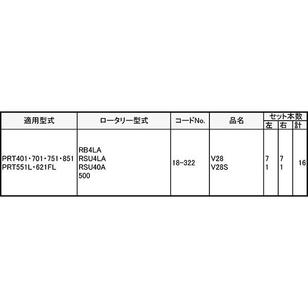 V爪 ヤンマー 管理機 爪 18-322 16本組 日本製 シB D | 東亜重工 | 01