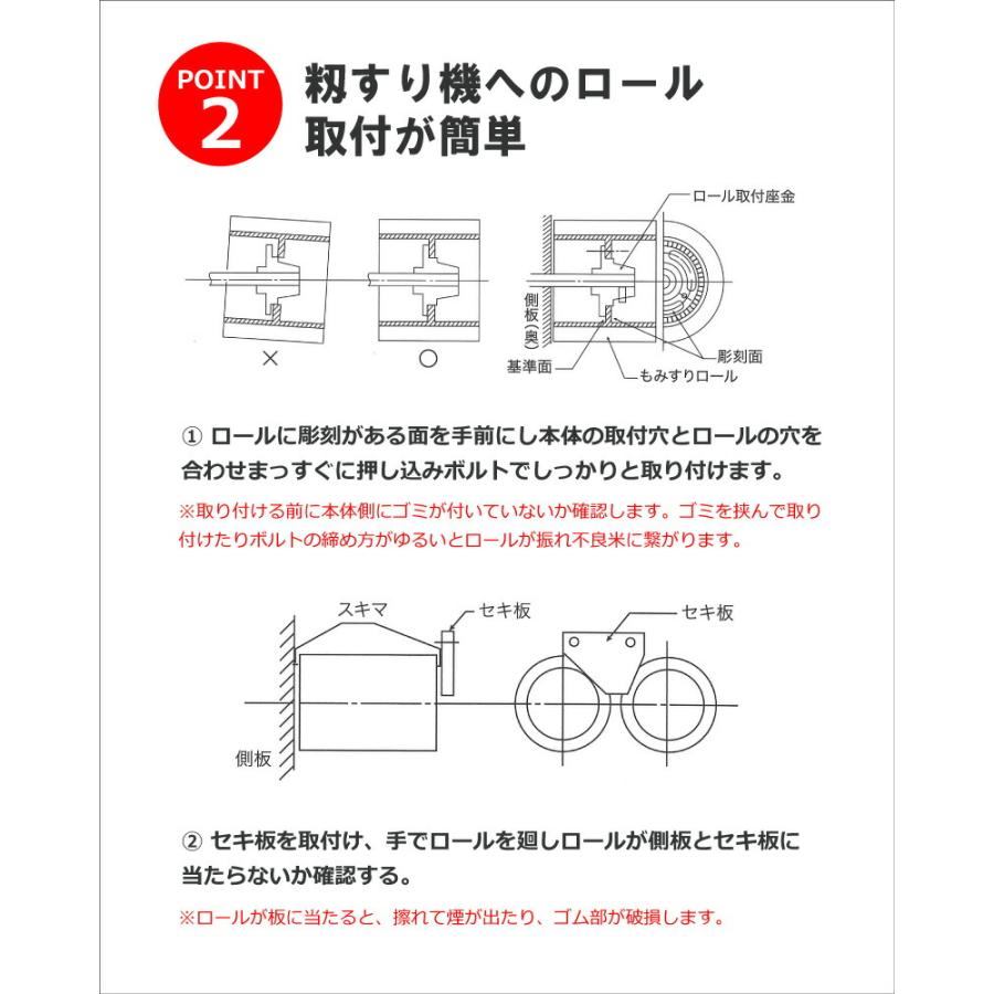 もみすりロール 統合 小 25型 籾摺り機用 ゴムロール 井関 大島農機 佐竹 三菱農機 クボタ コンマ製作所 シノミヤ 野田産業 籾摺りロール バンドー化学 シBD｜plusys｜04