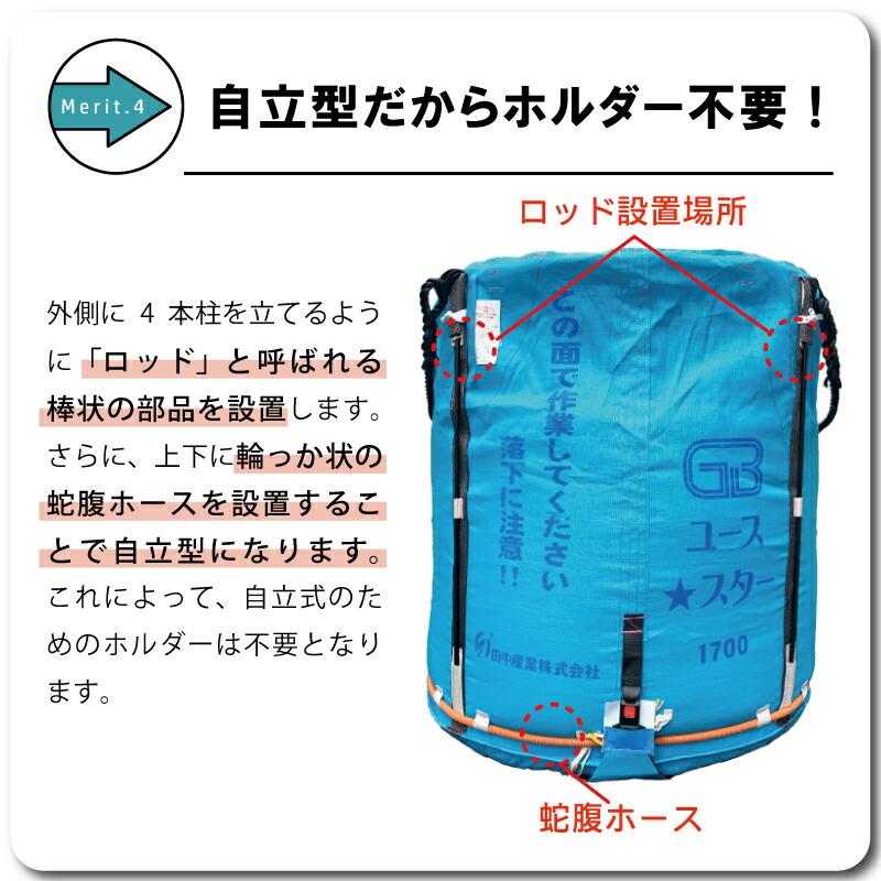 1個 グレンバッグユーススター 1700L 1t ライスセンター 一般乾燥機 兼用 自立式 米 稲刈り 籾 もみ 麦 大麦 豆 収穫 出荷 移動 大量 フレコン 田中産業 シBDZ |  | 06